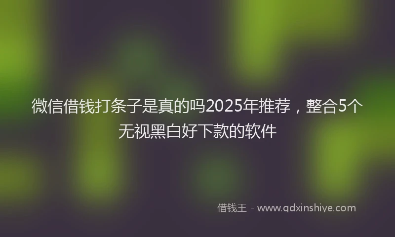 微信借钱打条子是真的吗2025年推荐，整合5个无视黑白好下款的软件