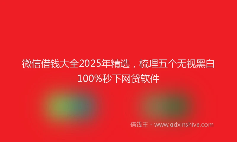 微信借钱大全2025年精选，梳理五个无视黑白100%秒下网贷软件
