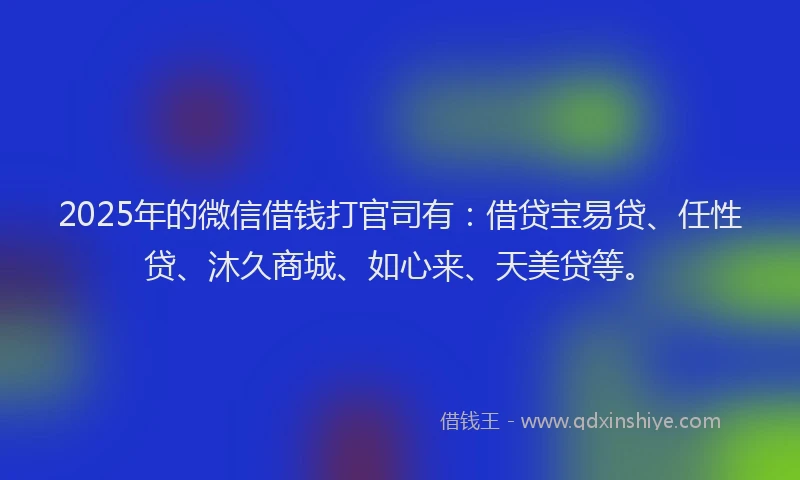 2025年的微信借钱打官司有：借贷宝易贷、任性贷、沐久商城、如心来、天美贷等。