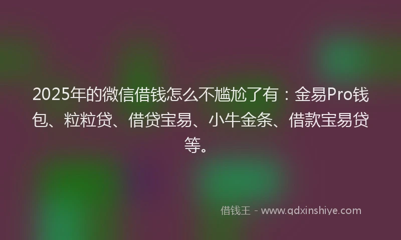 2025年的微信借钱怎么不尴尬了有：金易Pro钱包、粒粒贷、借贷宝易、小牛金条、借款宝易贷等。