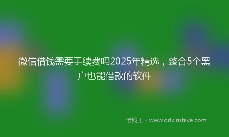 微信借钱需要手续费吗2025年精选，整合5个黑户也能借款的软件