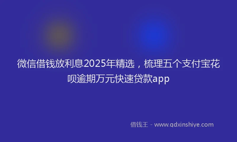 微信借钱放利息2025年精选，梳理五个支付宝花呗逾期万元快速贷款app