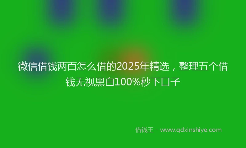 微信借钱两百怎么借的2025年精选，整理五个借钱无视黑白100%秒下口子