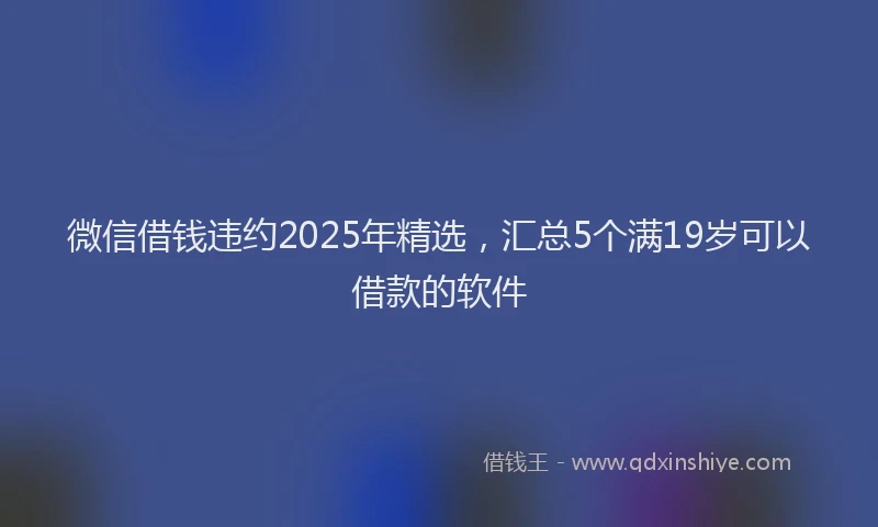 微信借钱违约2025年精选，汇总5个满19岁可以借款的软件