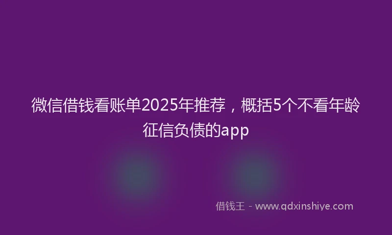 微信借钱看账单2025年推荐，概括5个不看年龄征信负债的app