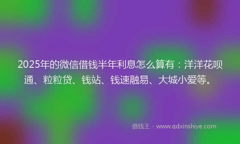 2025年的微信借钱半年利息怎么算有：洋洋花呗通、粒粒贷、钱站、钱速融易、大城小爱等。