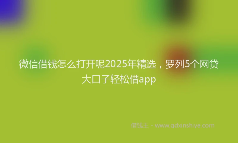 微信借钱怎么打开呢2025年精选，罗列5个网贷大口子轻松借app