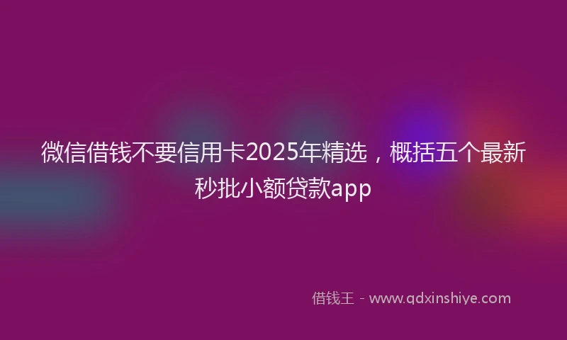 微信借钱不要信用卡2025年精选，概括五个最新秒批小额贷款app