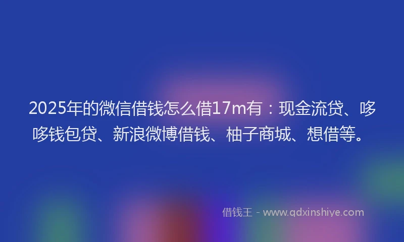 2025年的微信借钱怎么借17m有：现金流贷、哆哆钱包贷、新浪微博借钱、柚子商城、想借等。