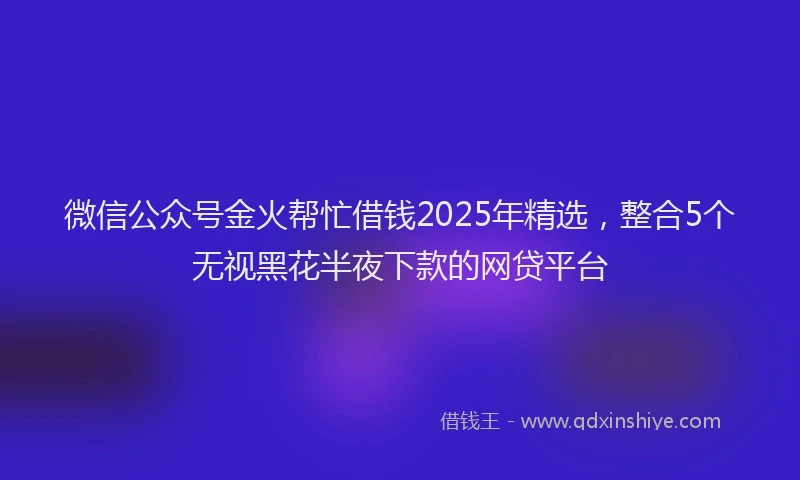 微信公众号金火帮忙借钱2025年精选，整合5个无视黑花半夜下款的网贷平台