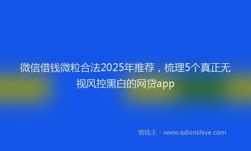 微信借钱微粒合法2025年推荐，梳理5个真正无视风控黑白的网贷app