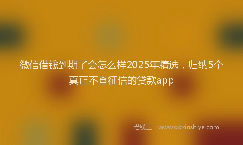 微信借钱到期了会怎么样2025年精选，归纳5个真正不查征信的贷款app