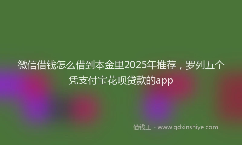 微信借钱怎么借到本金里2025年推荐，罗列五个凭支付宝花呗贷款的app