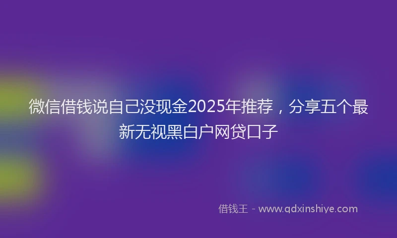 微信借钱说自己没现金2025年推荐，分享五个最新无视黑白户网贷口子
