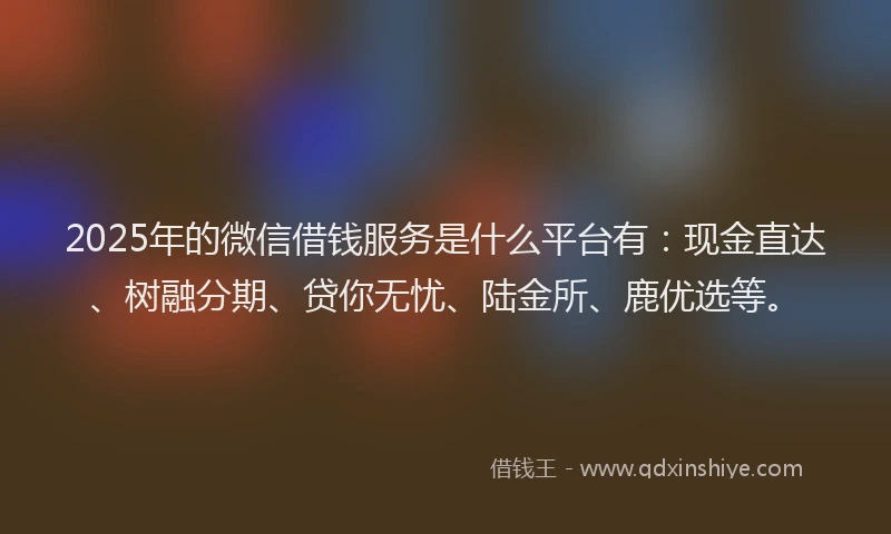 2025年的微信借钱服务是什么平台有：现金直达、树融分期、贷你无忧、陆金所、鹿优选等。