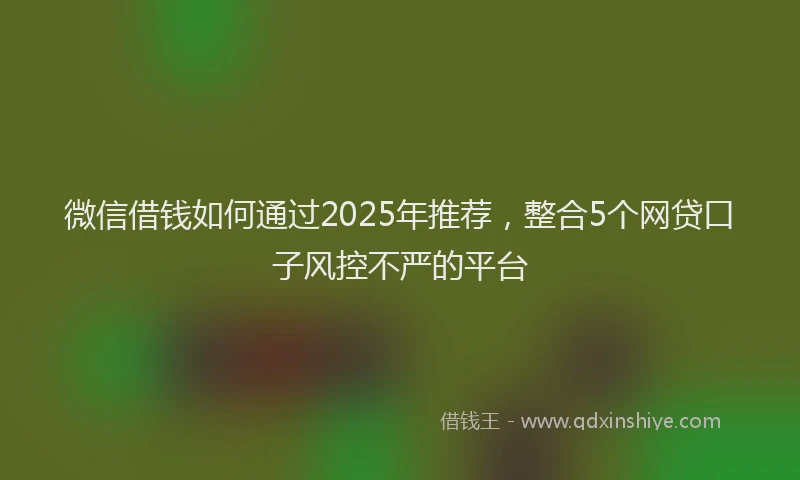 微信借钱如何通过2025年推荐，整合5个网贷口子风控不严的平台