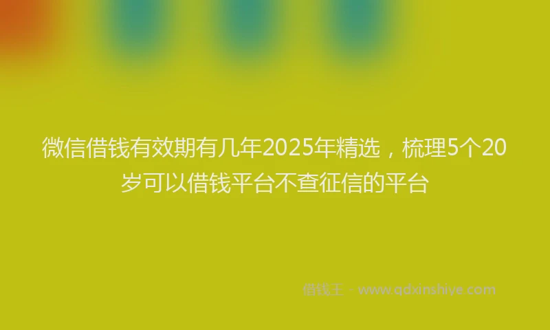 微信借钱有效期有几年2025年精选，梳理5个20岁可以借钱平台不查征信的平台