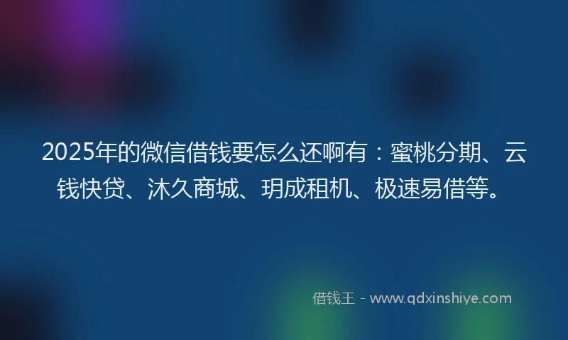 2025年的微信借钱要怎么还啊有：蜜桃分期、云钱快贷、沐久商城、玥成租机、极速易借等。
