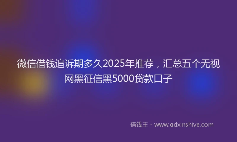 微信借钱追诉期多久2025年推荐，汇总五个无视网黑征信黑5000贷款口子