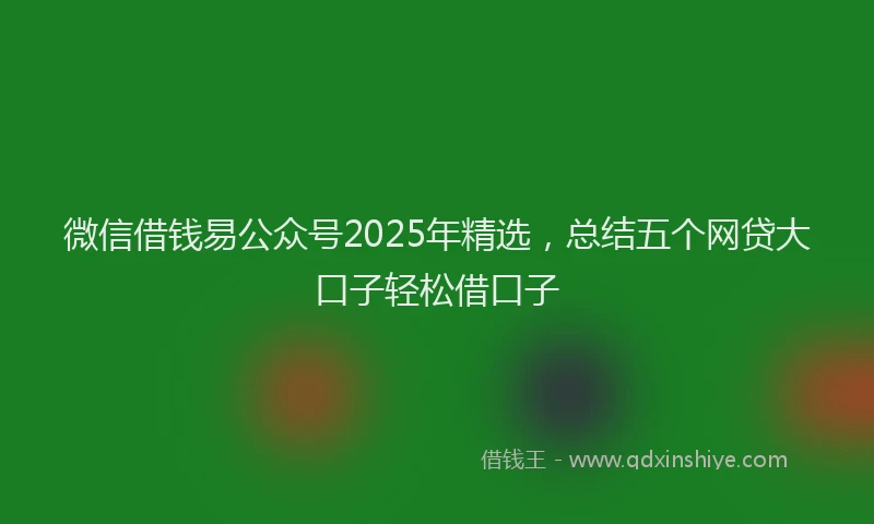 微信借钱易公众号2025年精选，总结五个网贷大口子轻松借口子