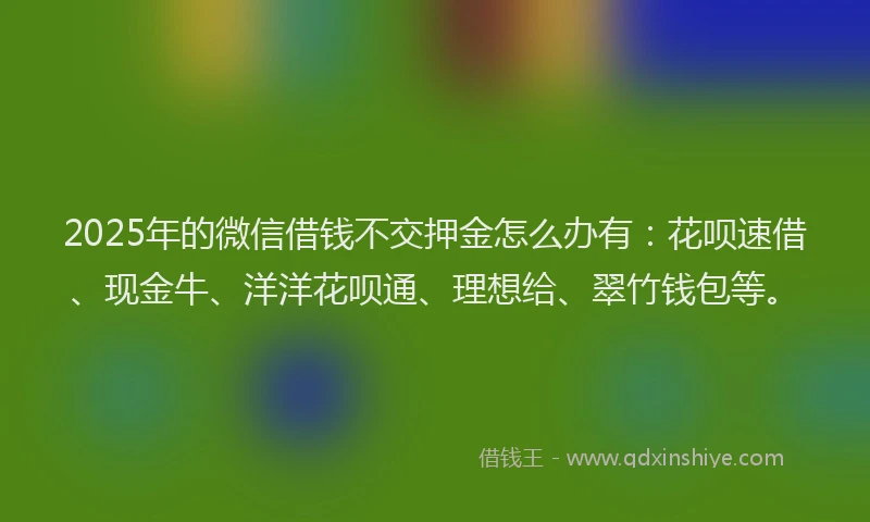 2025年的微信借钱不交押金怎么办有：花呗速借、现金牛、洋洋花呗通、理想给、翠竹钱包等。