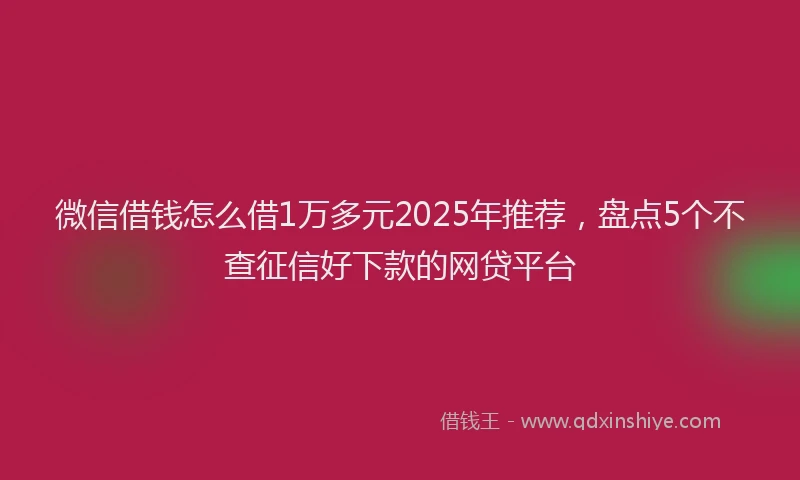 微信借钱怎么借1万多元2025年推荐，盘点5个不查征信好下款的网贷平台