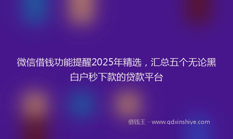 微信借钱功能提醒2025年精选，汇总五个无论黑白户秒下款的贷款平台