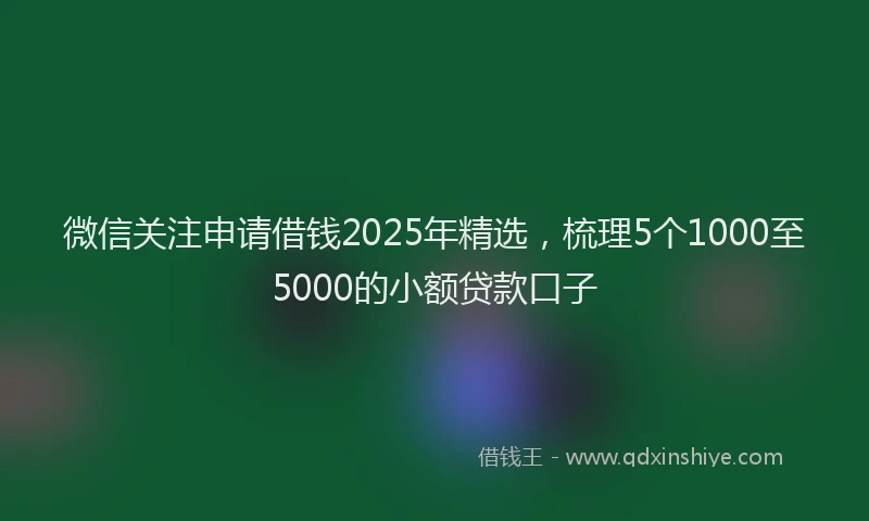 微信关注申请借钱2025年精选，梳理5个1000至5000的小额贷款口子