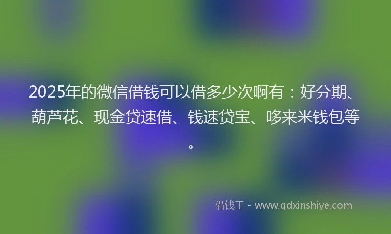 2025年的微信借钱可以借多少次啊有：好分期、葫芦花、现金贷速借、钱速贷宝、哆来米钱包等。