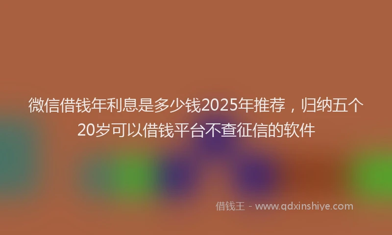 微信借钱年利息是多少钱2025年推荐，归纳五个20岁可以借钱平台不查征信的软件