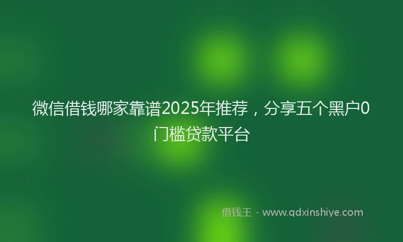 微信借钱哪家靠谱2025年推荐，分享五个黑户0门槛贷款平台