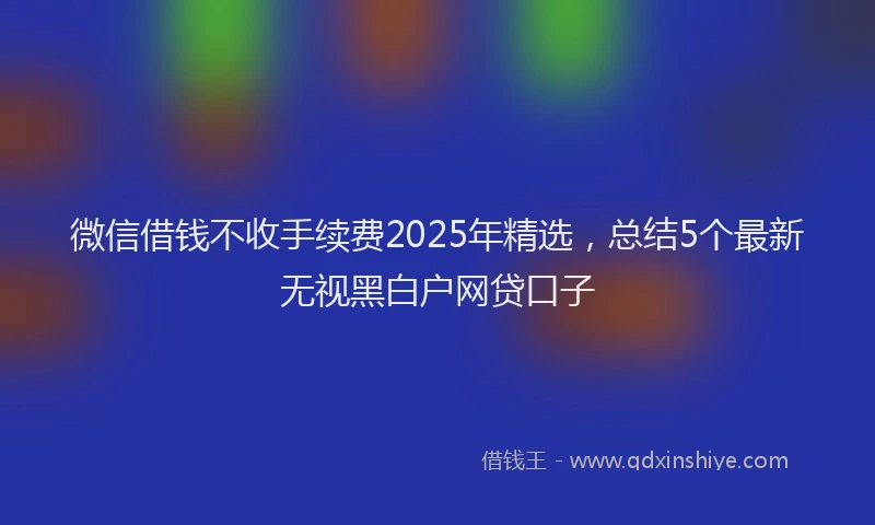 微信借钱不收手续费2025年精选，总结5个最新无视黑白户网贷口子