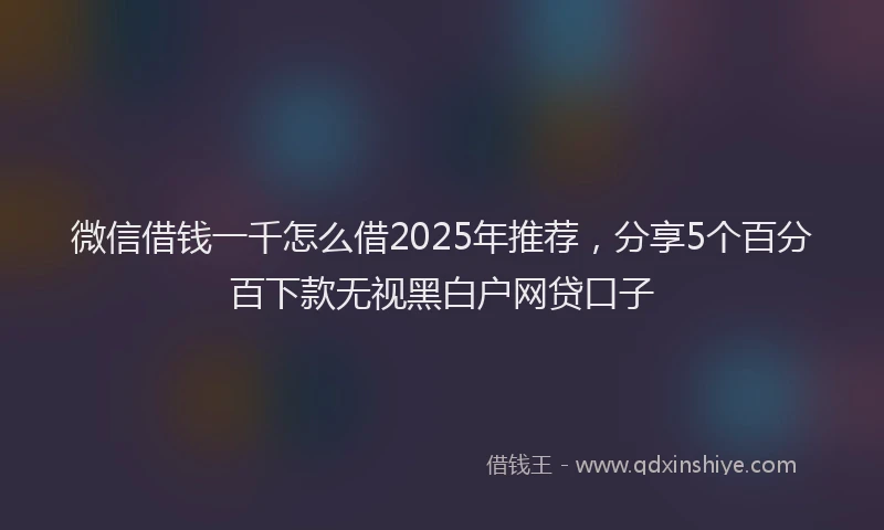 微信借钱一千怎么借2025年推荐，分享5个百分百下款无视黑白户网贷口子