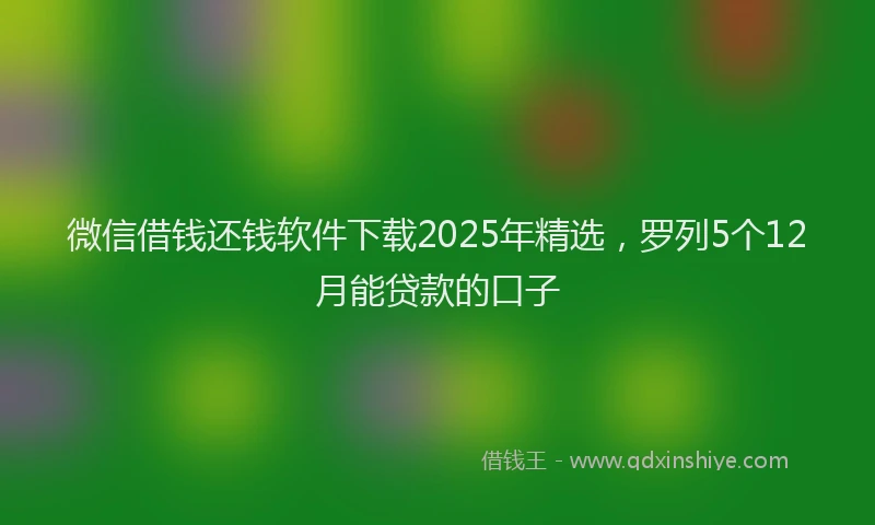 微信借钱还钱软件下载2025年精选，罗列5个12月能贷款的口子