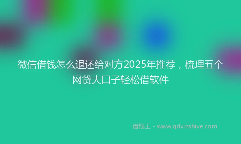 微信借钱怎么退还给对方2025年推荐，梳理五个网贷大口子轻松借软件