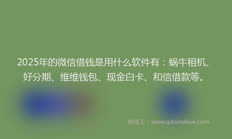2025年的微信借钱是用什么软件有：蜗牛租机、好分期、维维钱包、现金白卡、和信借款等。
