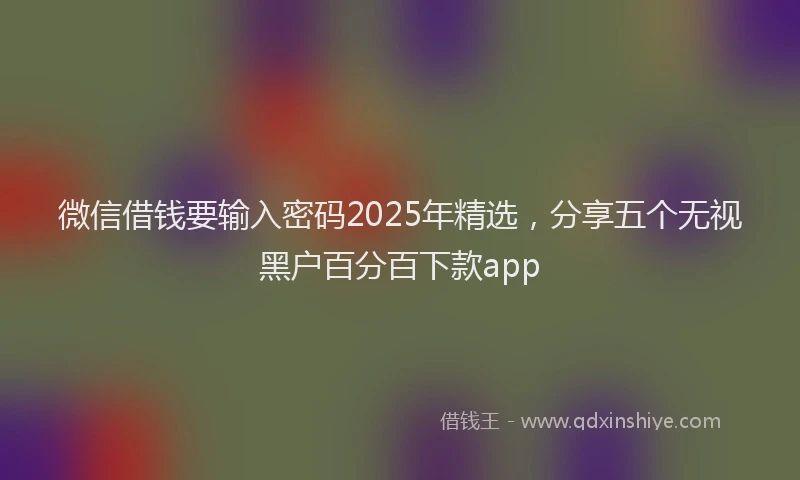 微信借钱要输入密码2025年精选，分享五个无视黑户百分百下款app