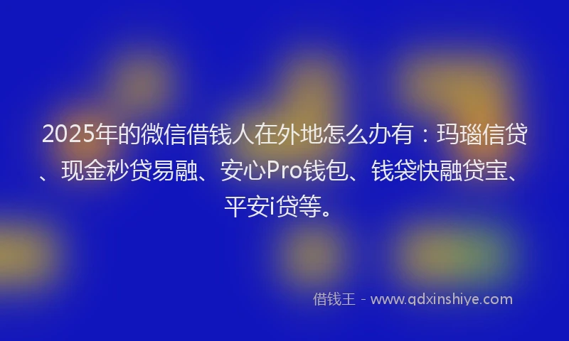2025年的微信借钱人在外地怎么办有：玛瑙信贷、现金秒贷易融、安心Pro钱包、钱袋快融贷宝、平安i贷等。