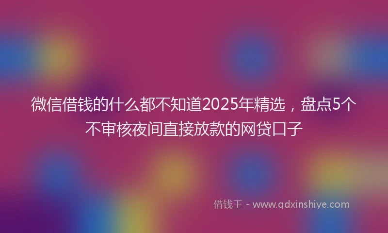 微信借钱的什么都不知道2025年精选，盘点5个不审核夜间直接放款的网贷口子