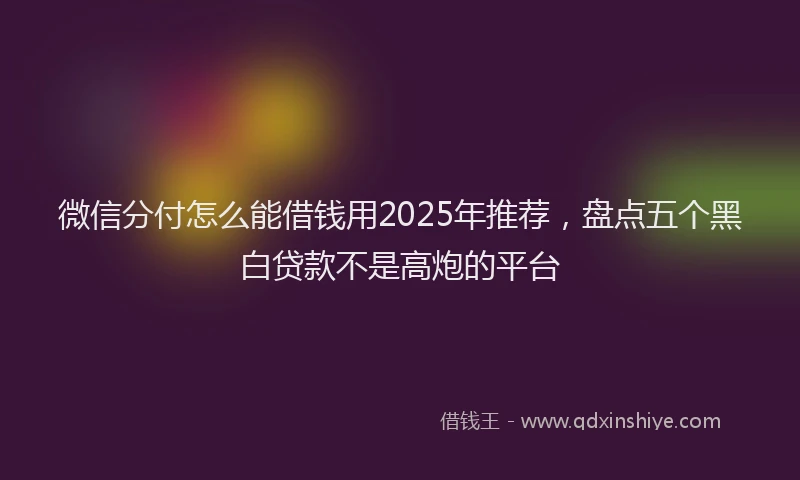 微信分付怎么能借钱用2025年推荐，盘点五个黑白贷款不是高炮的平台