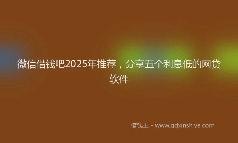 微信借钱吧2025年推荐，分享五个利息低的网贷软件