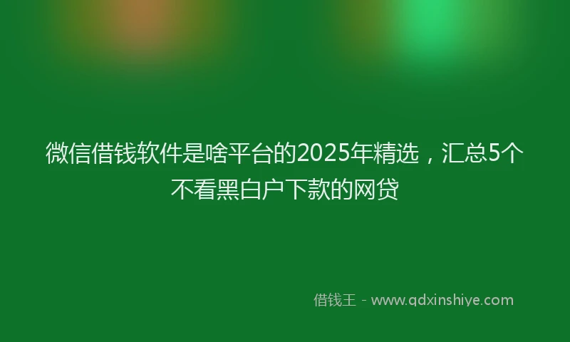 微信借钱软件是啥平台的2025年精选，汇总5个不看黑白户下款的网贷