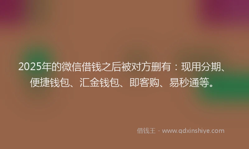 2025年的微信借钱之后被对方删有:现用分期、便捷钱包、汇金钱包、即客购、易秒通等。