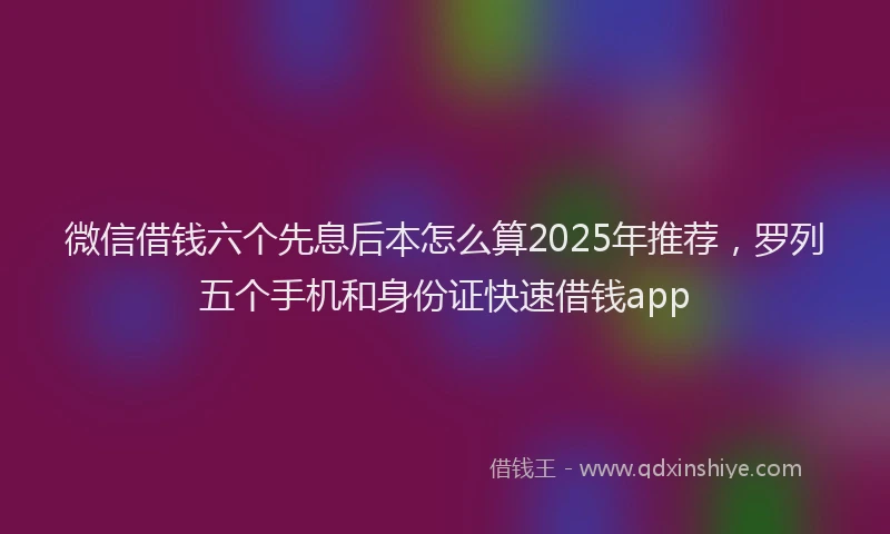 微信借钱六个先息后本怎么算2025年推荐，罗列五个手机和身份证快速借钱app