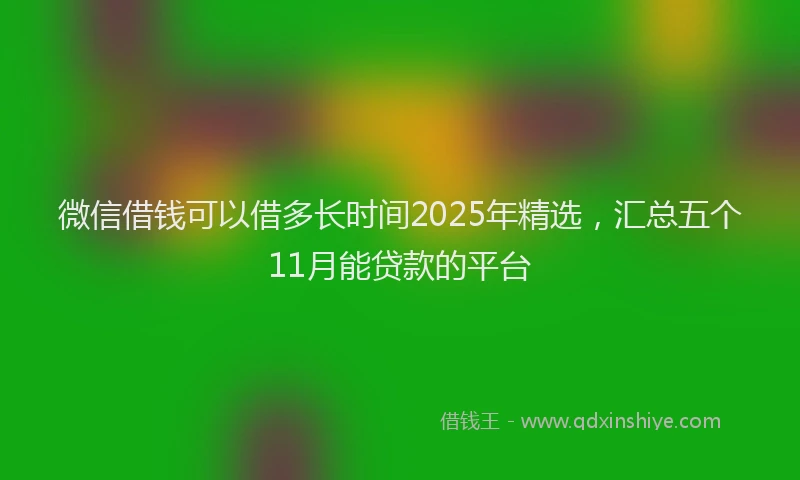微信借钱可以借多长时间2025年精选，汇总五个11月能贷款的平台