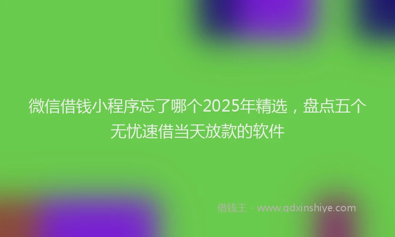 微信借钱小程序忘了哪个2025年精选，盘点五个无忧速借当天放款的软件