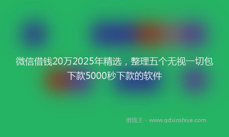 微信借钱20万2025年精选，整理五个无视一切包下款5000秒下款的软件