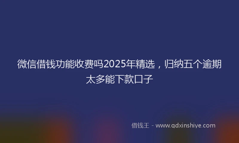 微信借钱功能收费吗2025年精选，归纳五个逾期太多能下款口子