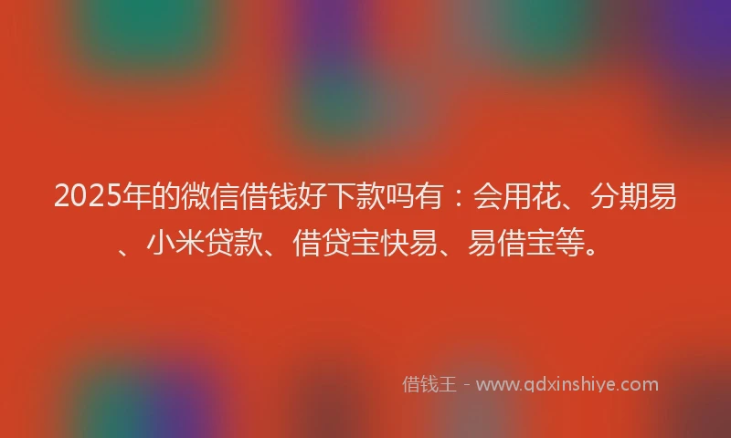 2025年的微信借钱好下款吗有：会用花、分期易、小米贷款、借贷宝快易、易借宝等。