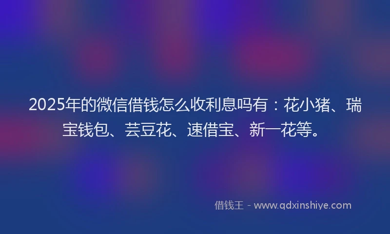 2025年的微信借钱怎么收利息吗有：花小猪、瑞宝钱包、芸豆花、速借宝、新一花等。